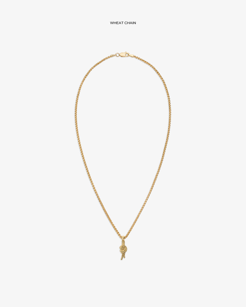14Kt Gold Nautical Knot Pendant with chain, shown on a simple white background.