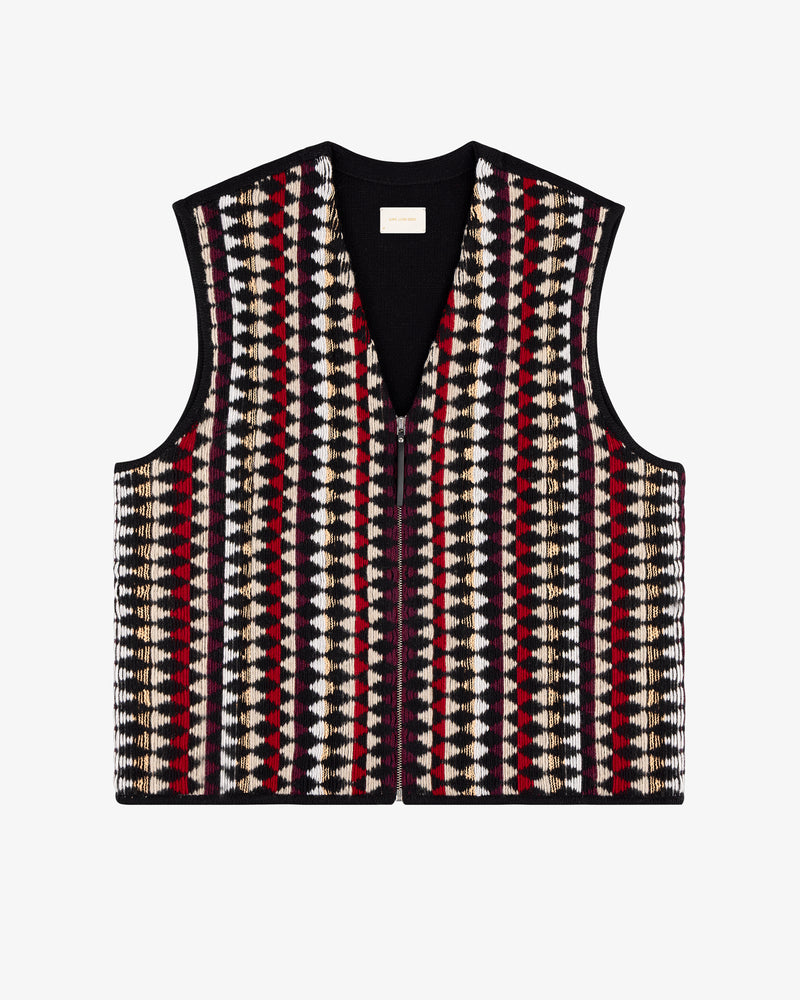 Wool Argyle Zip Vest