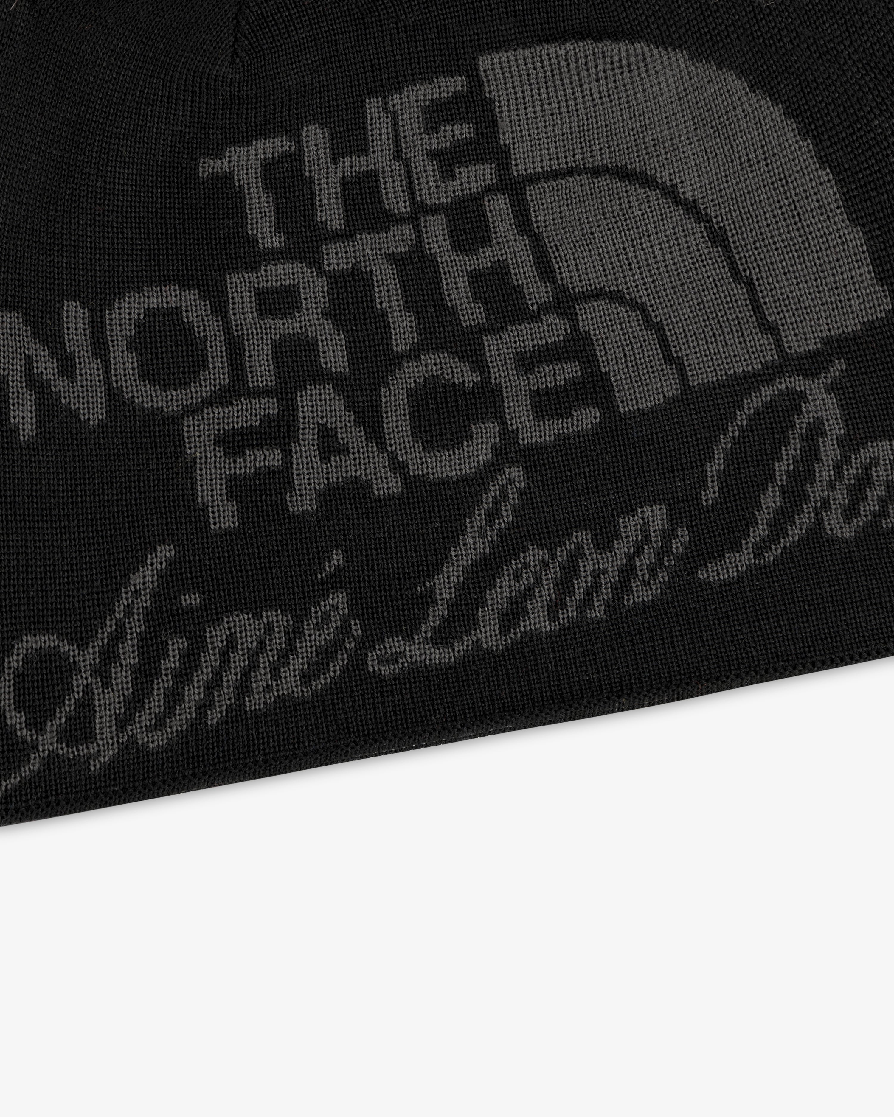 ALD / The North Face Jacquard Beanie featuring black color with gray co-branded logos.