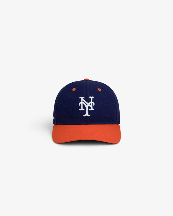 ALD / New Era Mets Retro Fit Hat: a navy blue baseball cap with an orange brim and a white NY logo on the front.