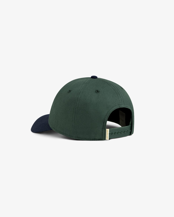 Colorblock Club Hat in green with dark brim, shown from back featuring adjustable snap closure.