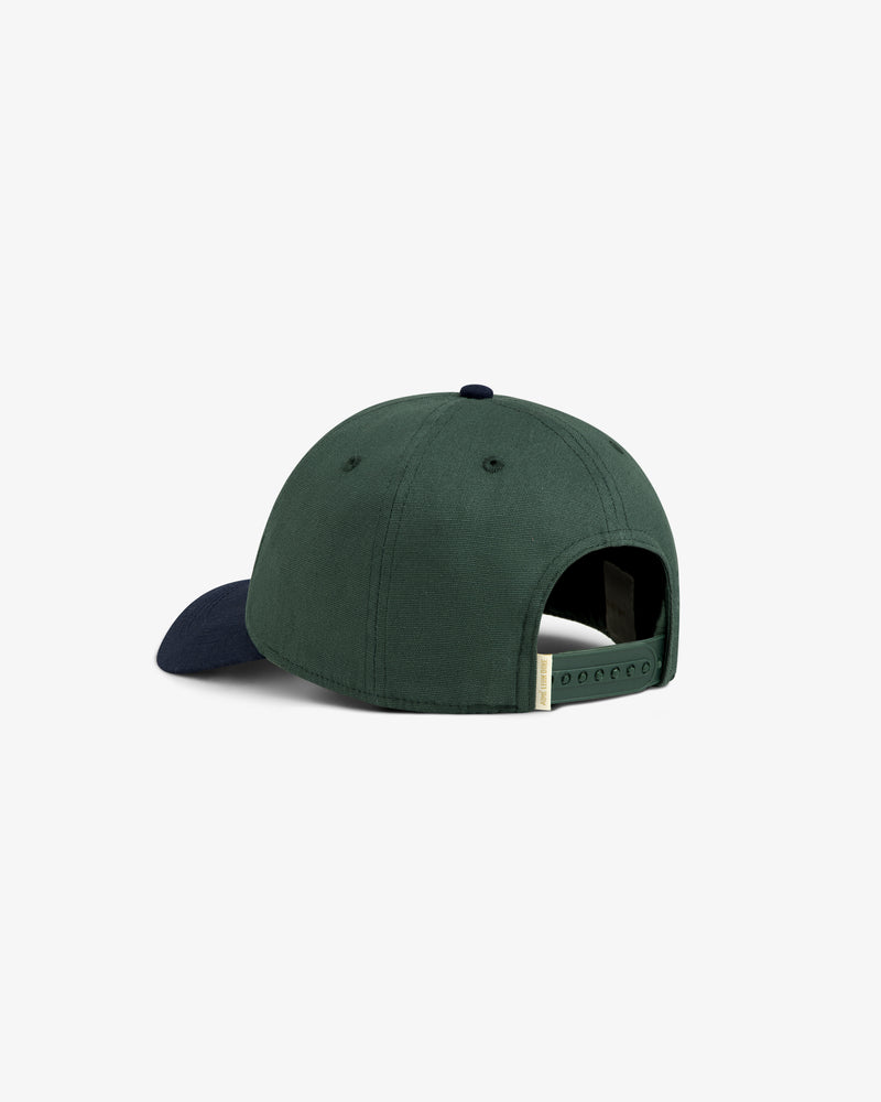 Colorblock Club Hat in green with dark brim, shown from back featuring adjustable snap closure.