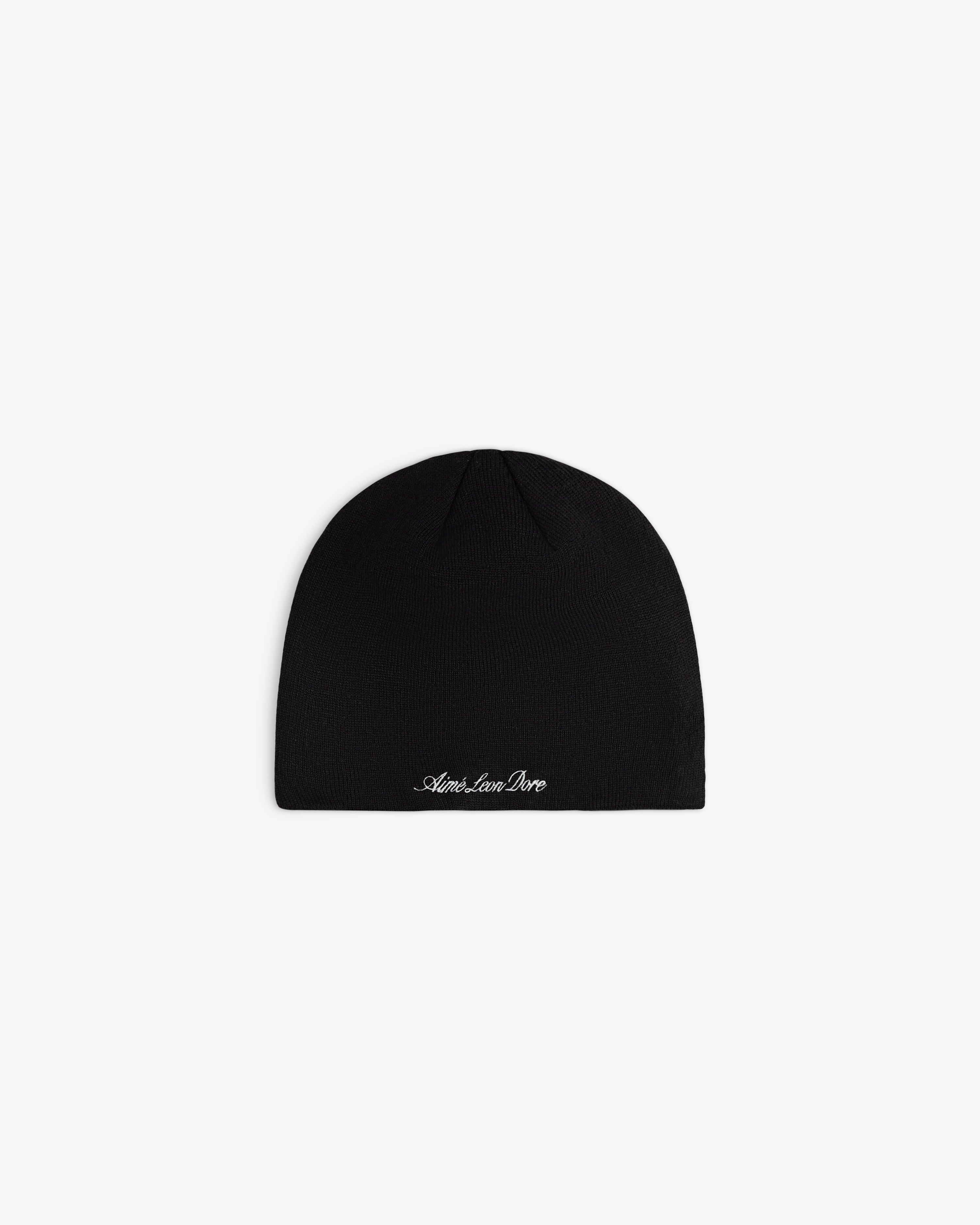 Black ALD / New Era Yankees Beanie knit with white embroidered script text at the hem.