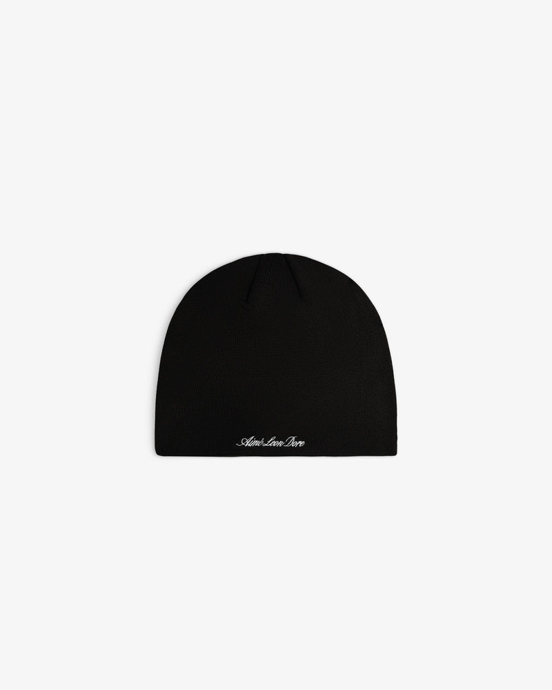 ALD / New Era Mets Beanie, a black knit beanie with white script embroidery at the cuff.