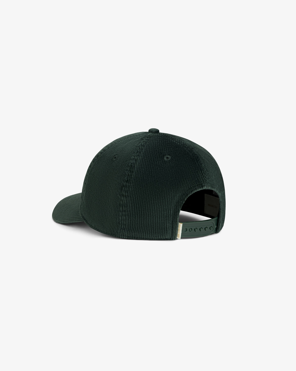 Dark green Corduroy Unisphere Hat with an adjustable snapback closure.