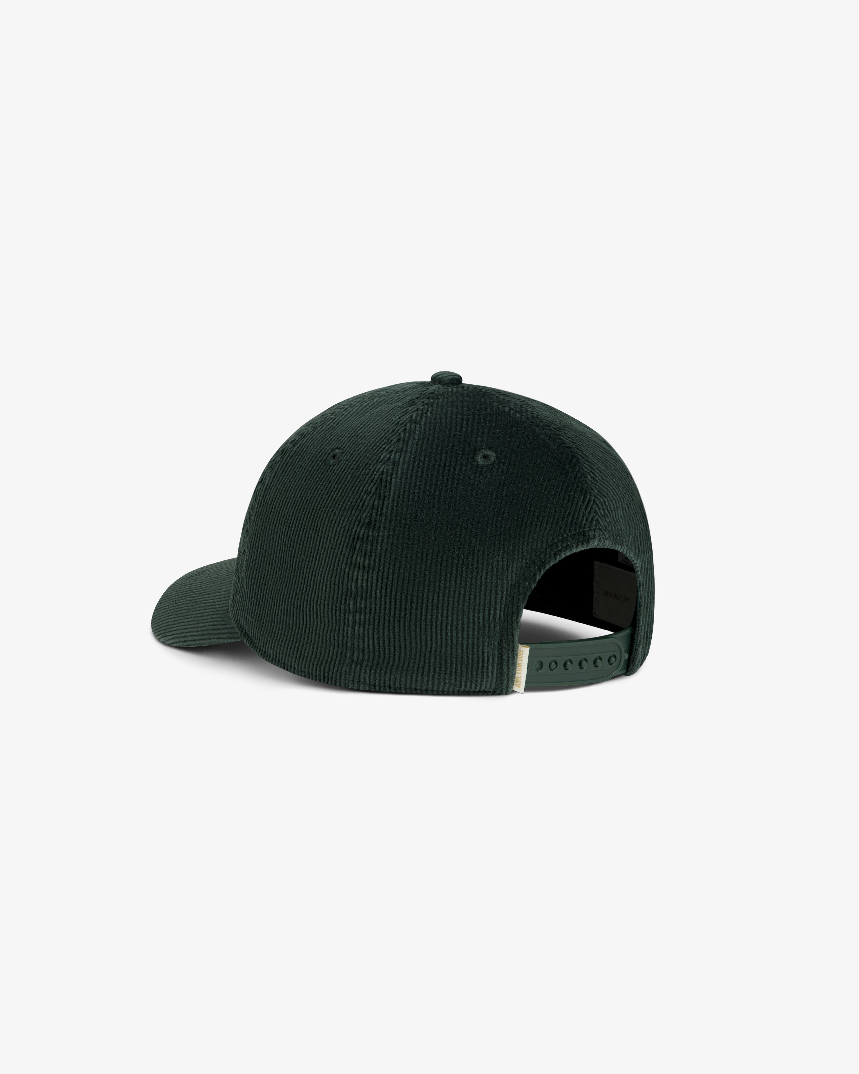 Dark green Corduroy Unisphere Hat with an adjustable snapback closure.