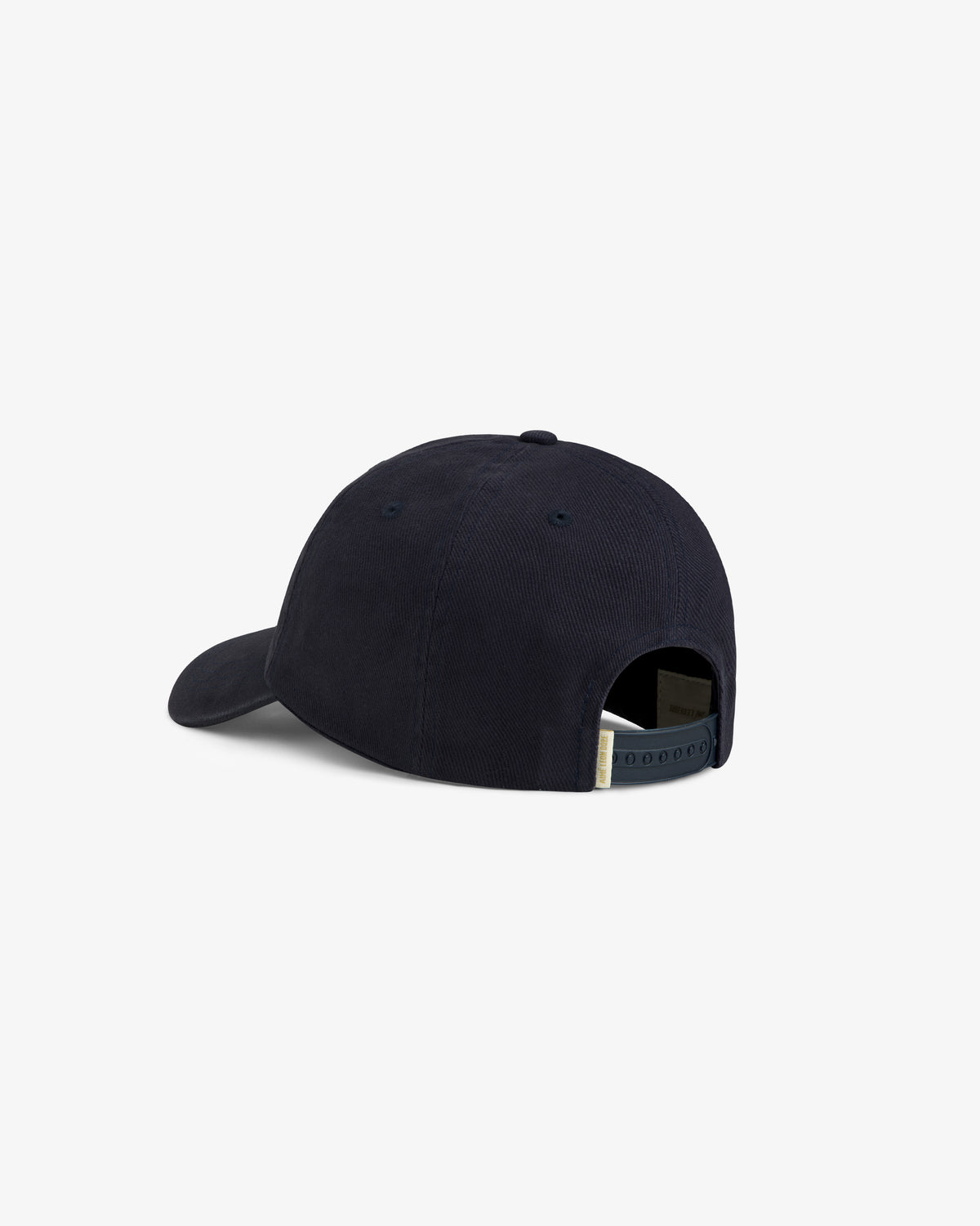 Mulberry Letterman Hat in navy blue, shown from the back with an adjustable strap and curved brim.
