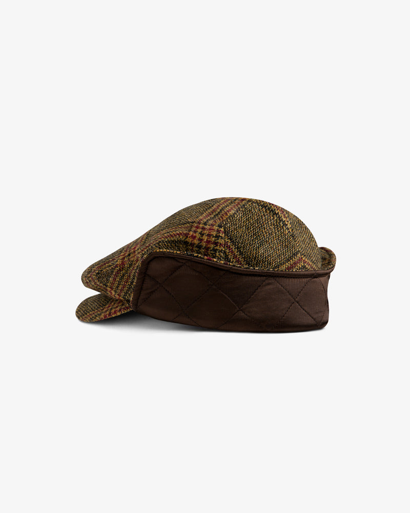 Plaid Tweed Driver’s Hat with a quilted dark brown band.