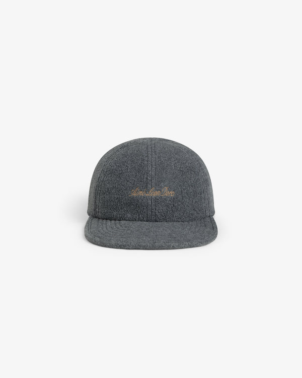 Dark gray Script Fleece Hat with embroidered cursive text centered on the front.