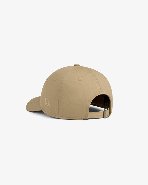 ALD / New Era Mets Ballpark Hat in beige, shown from back with adjustable strap and metal clasp.