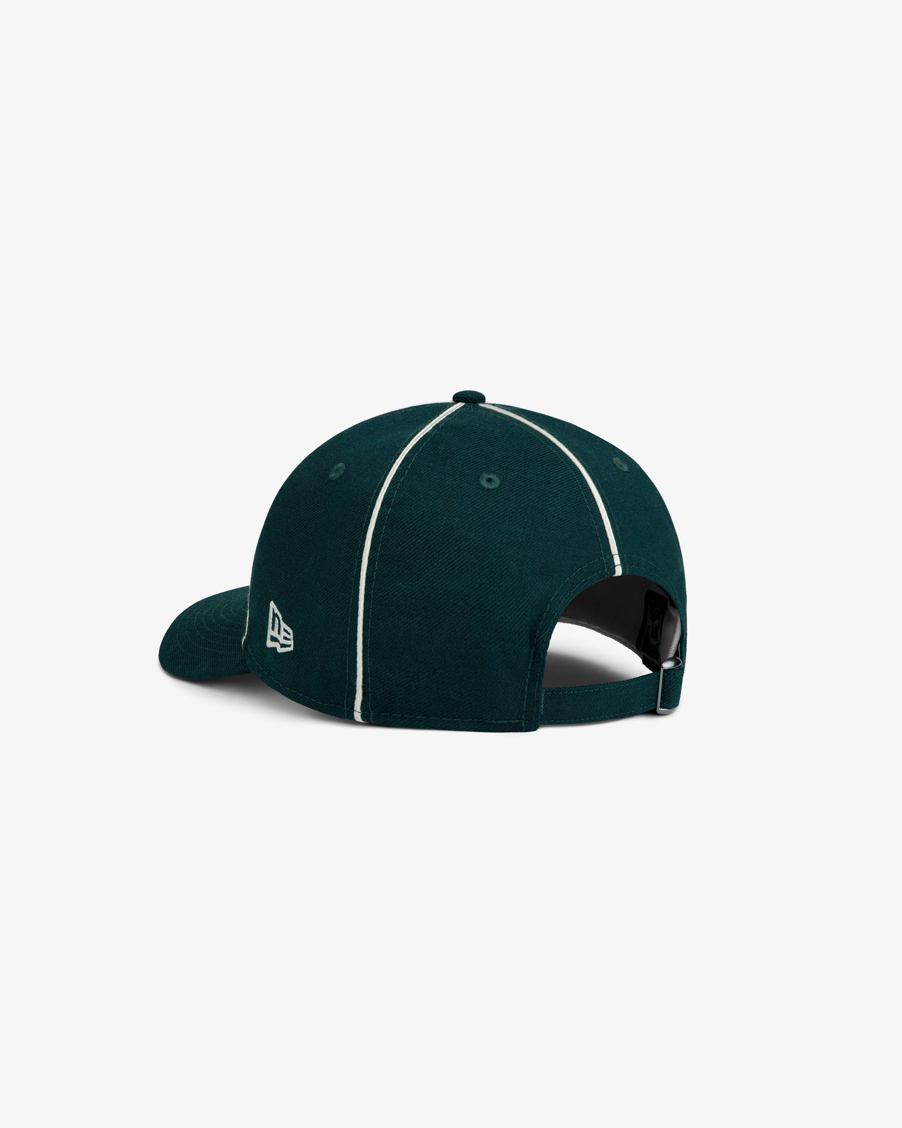 ALD / New Era Mets Wool Hat in dark green with white piping and an adjustable strap back.