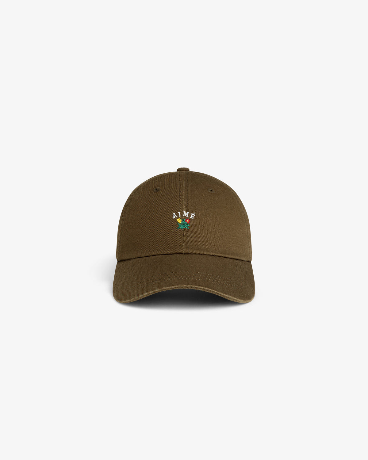 Brown Crest Logo Hat with AIME and a small green/red graphic embroidered on front, displayed on white background.