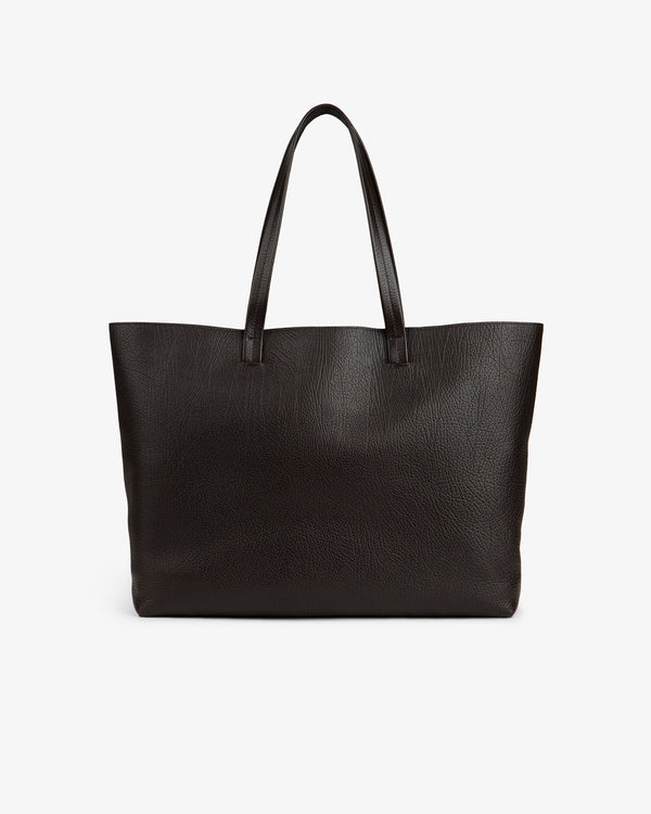 Tumbled Leather Tote Bag in large black with double handles, shown on a plain white background.
