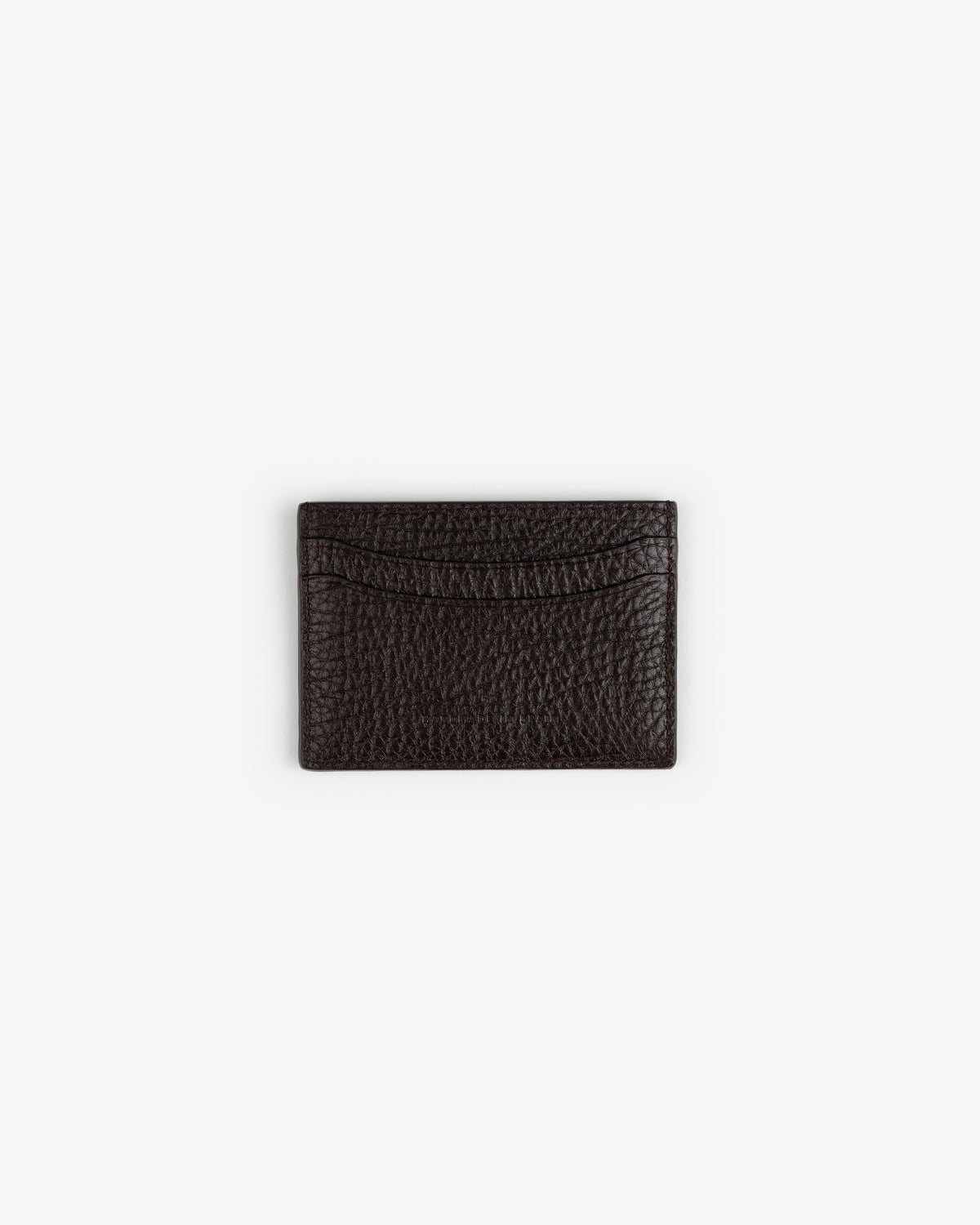 Tumbled Leather Card Holder in dark brown with a single slot, shown against a plain white background.