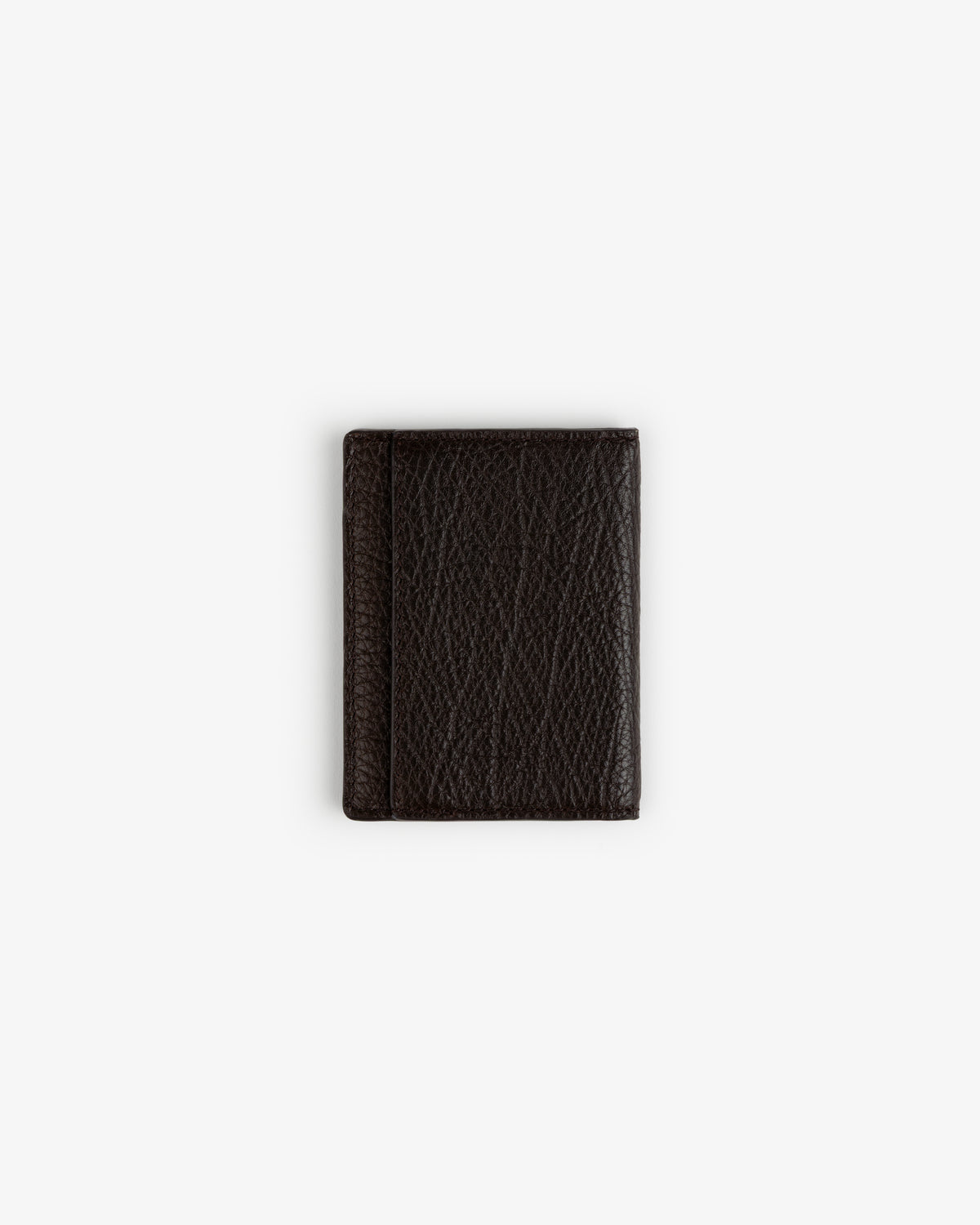 Tumbled Leather Bi-Fold Wallet in dark brown, centered on a plain white background.