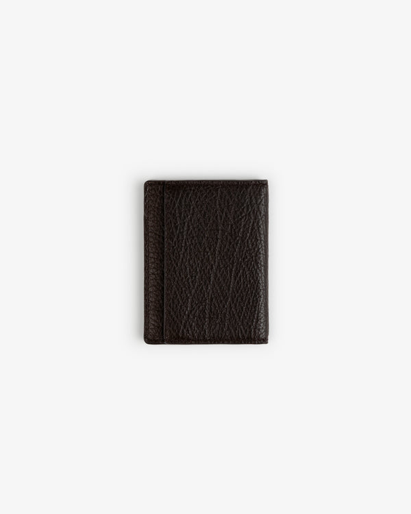 Tumbled Leather Bi-Fold Wallet in dark brown, centered on a plain white background.
