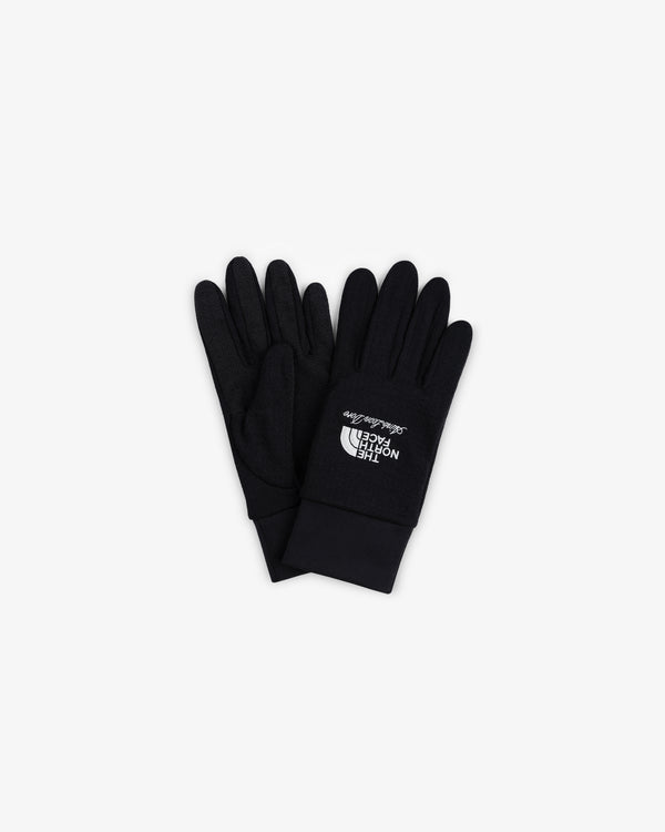 ALD / The North Face DOTKNIT™ Liner Gloves in black with white logo, stacked on a white background.