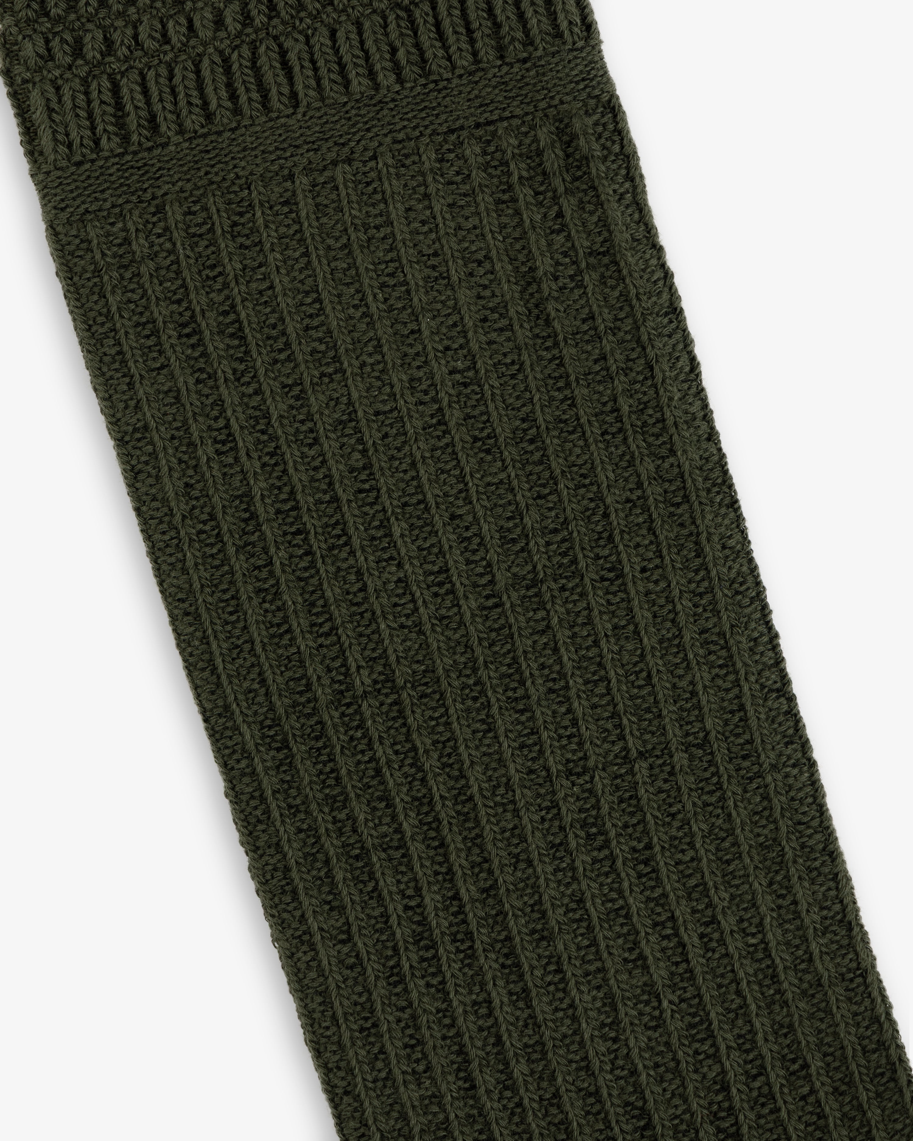 Olive green ribbed Cotton Waffle Sock.