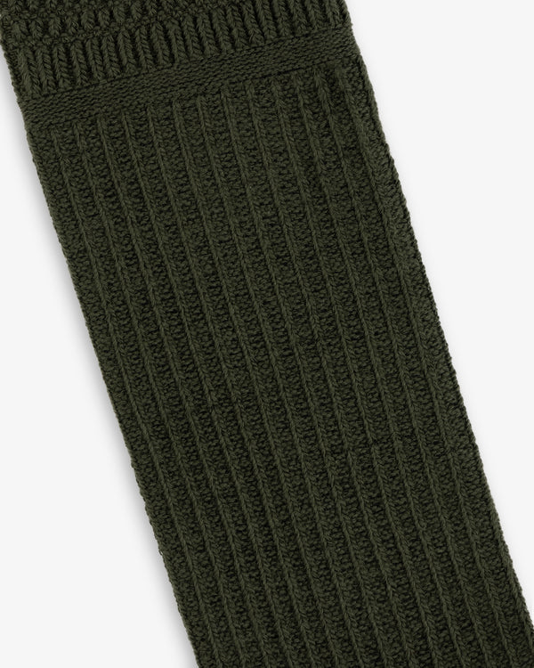 Olive green ribbed Cotton Waffle Sock.