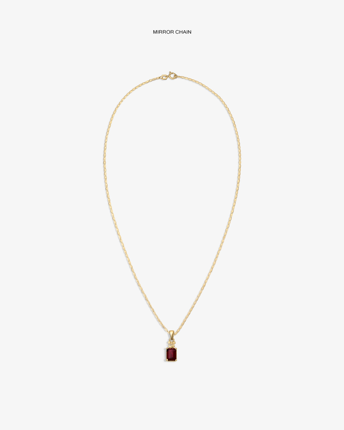 14Kt Gold Crest Gemstone Pendant with a rectangular red stone, shown on a plain white background.