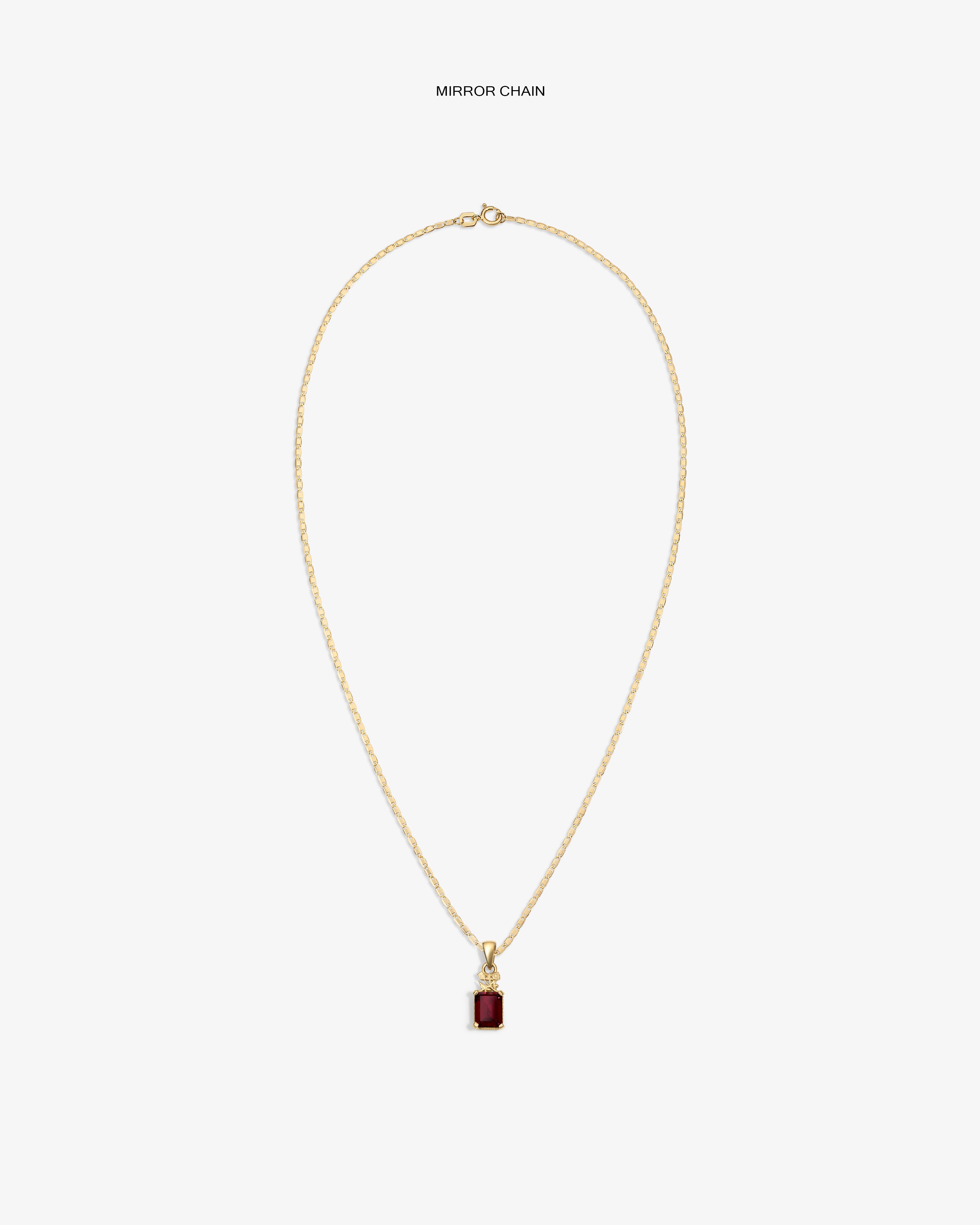 14Kt Gold Crest Gemstone Pendant with a rectangular red stone, shown on a plain white background.