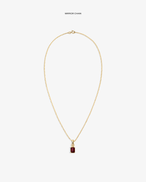 14Kt Gold Crest Gemstone Pendant with a rectangular red stone, shown on a plain white background.