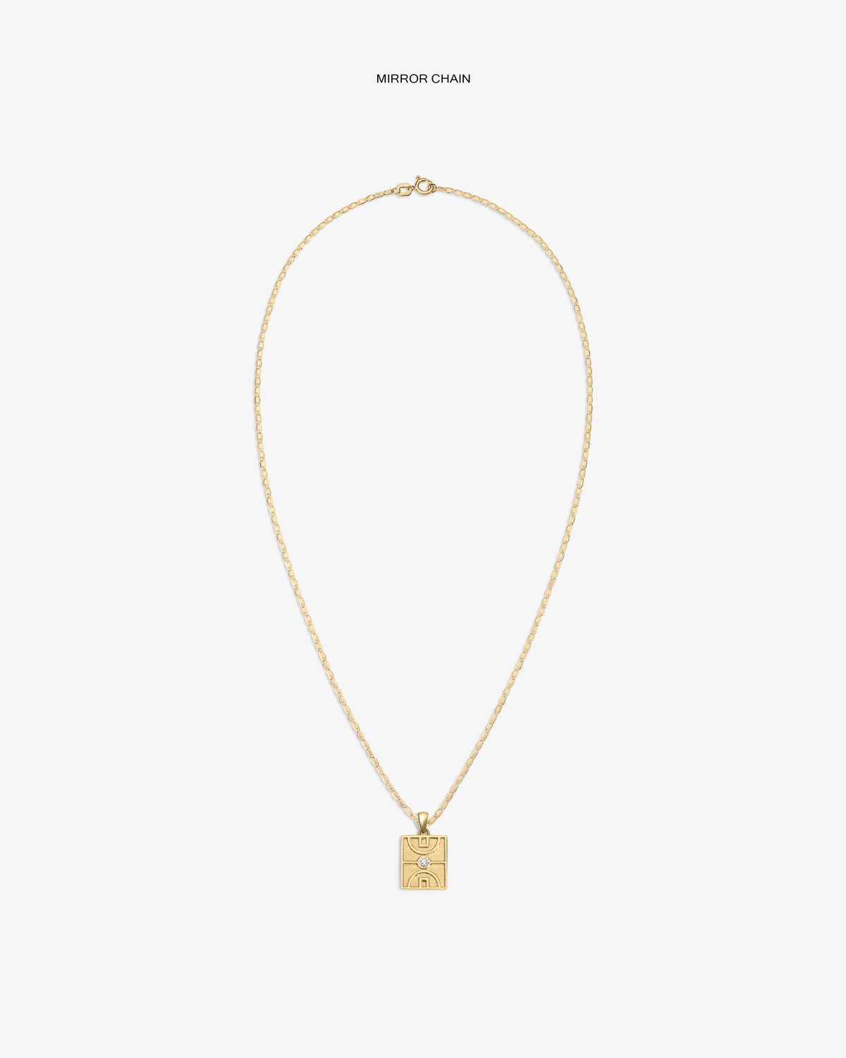 14Kt Gold Diamond Court Pendant with face engraving, shown on a plain white background.