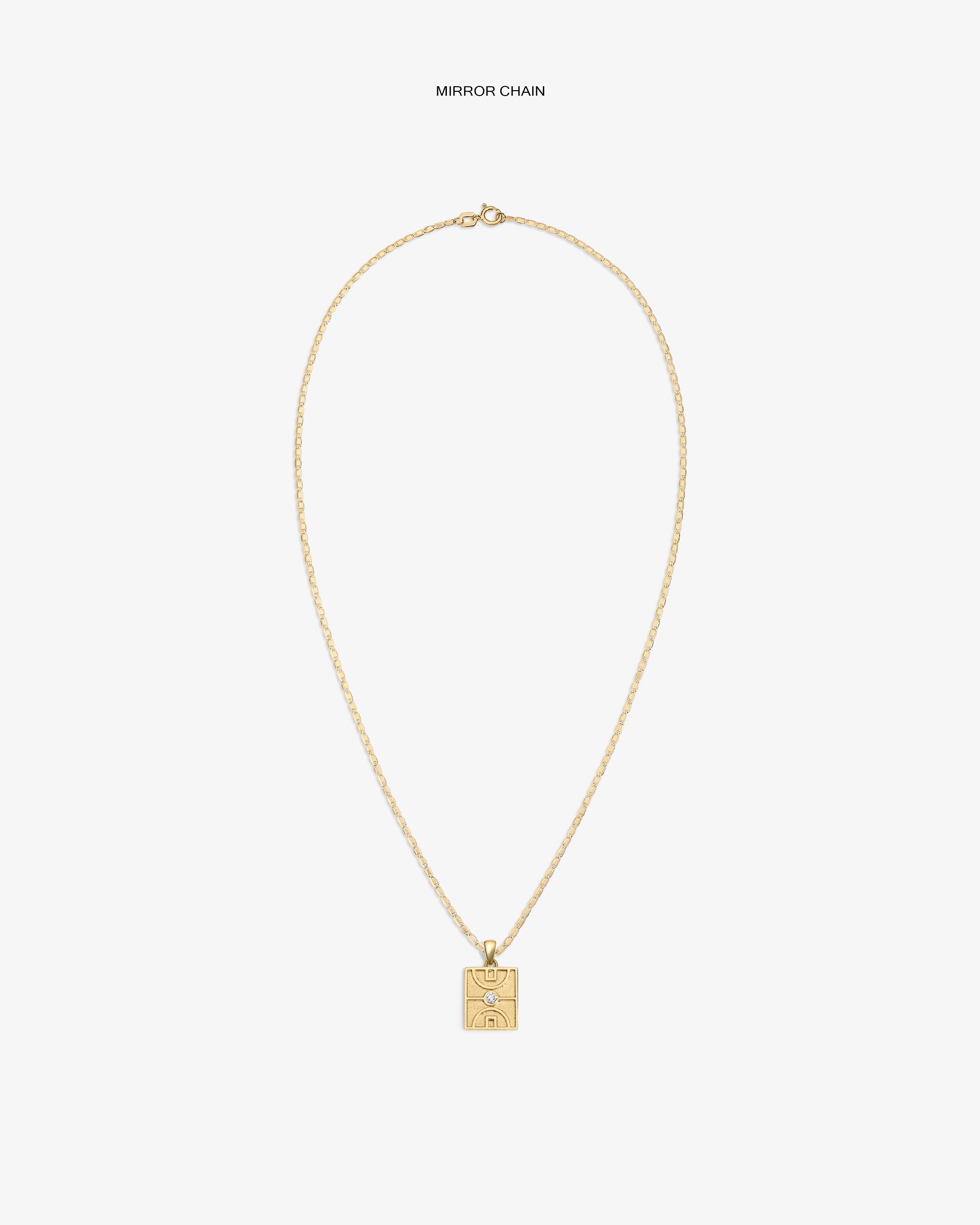 14Kt Gold Diamond Court Pendant with face engraving, shown on a plain white background.