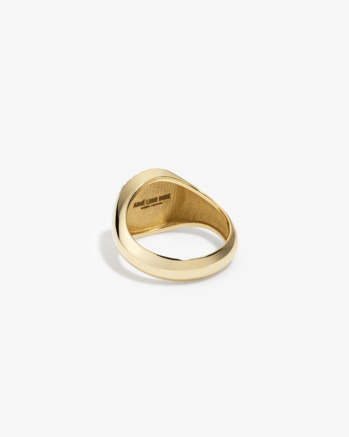 14Kt Gold Stained Glass Crest Ring featuring a stained glass crest on a gold signet face.