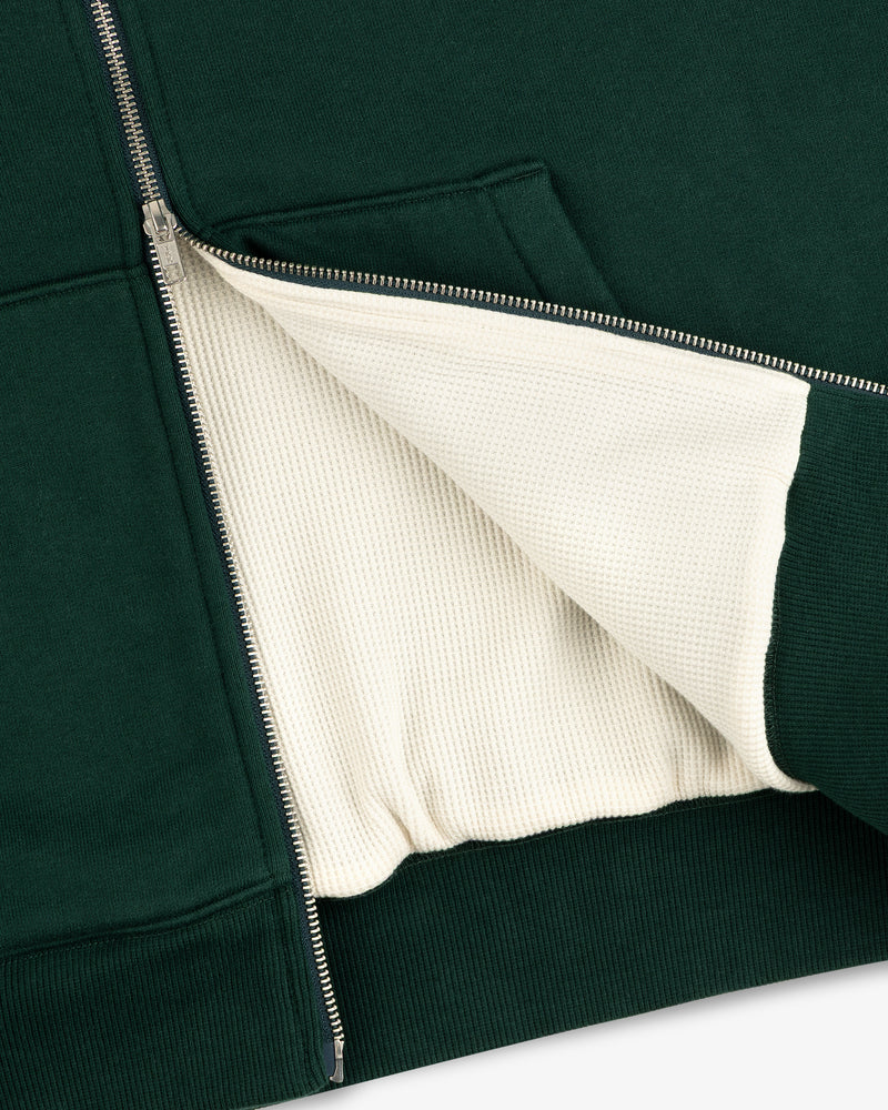 Unisphere Waffle Lined Full-Zip Hoodie unzipped, showing its textured cream waffle inner lining.