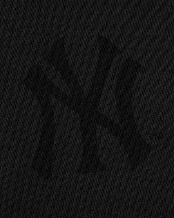 Yankees Washed Full-Zip Hoodie in black with a subtle dark Yankees logo centered on the front.