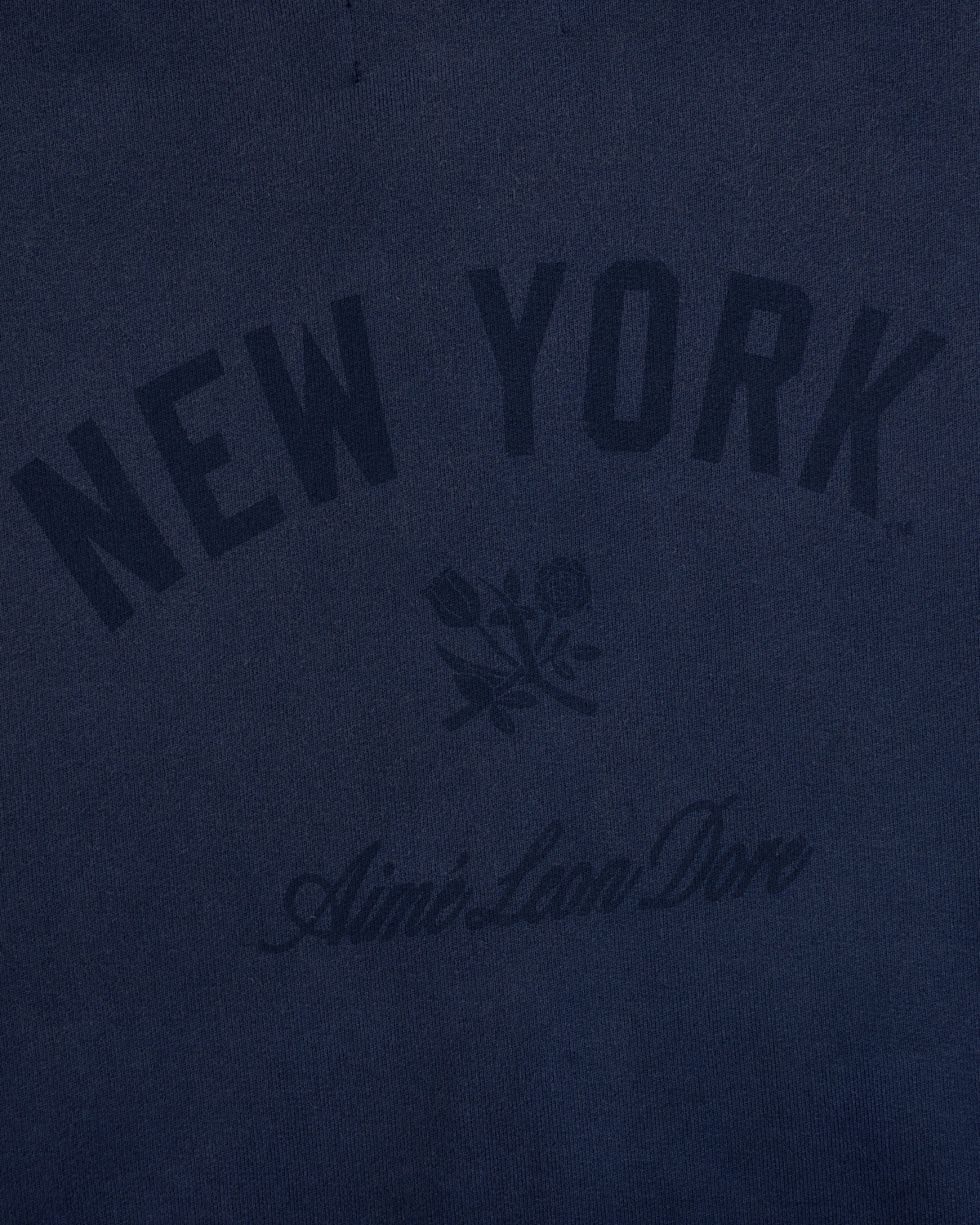 Navy Yankees Washed Full-Zip Hoodie with NEW YORK, rose graphic, and Aimé Leon Dore below.