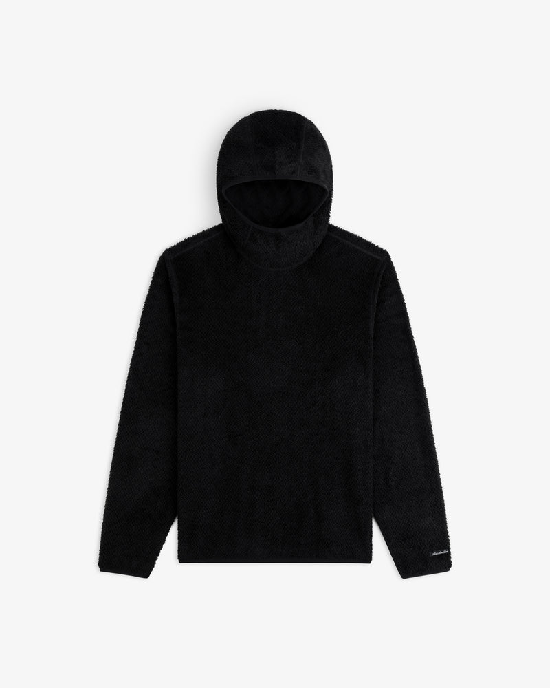 Black Fleece Performance Hoodie in a textured long-sleeve hooded pullover design.