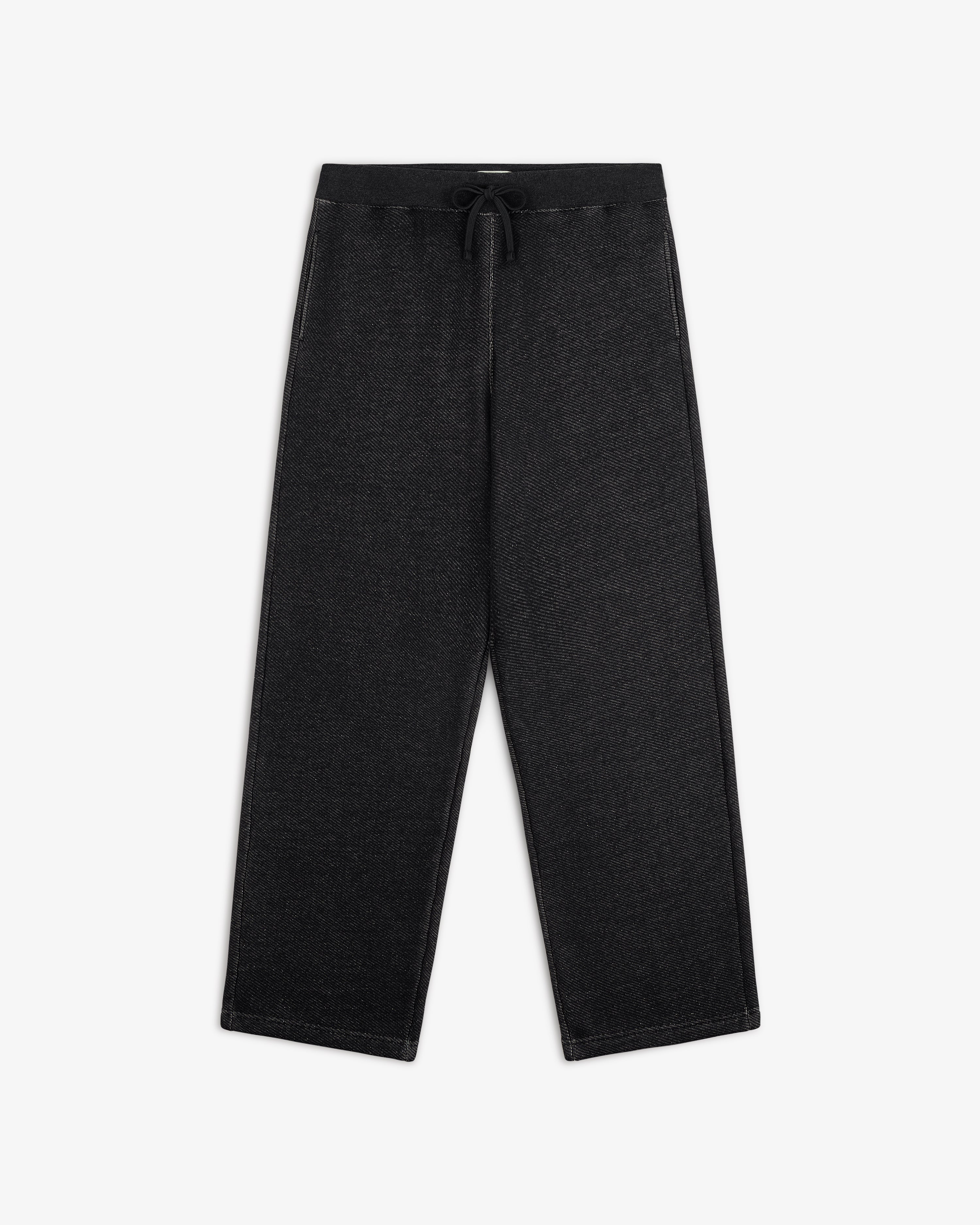 Black Terry Lounge Sweatpant with a drawstring waist and straight-leg fit.