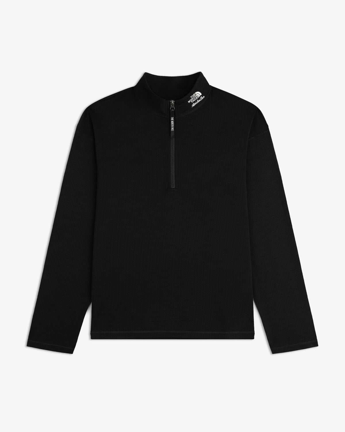 ALD / The North Face DOTKNIT™ Wool Quarter Zip in black with left collar logo, shown on a white background.