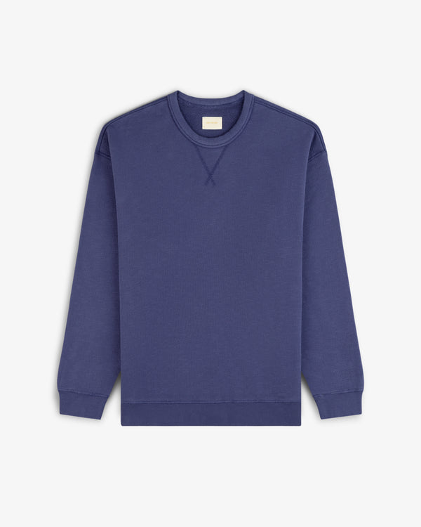 Stone Washed Marina Crewneck Sweatshirt in blue, long-sleeve, shown on a white background.