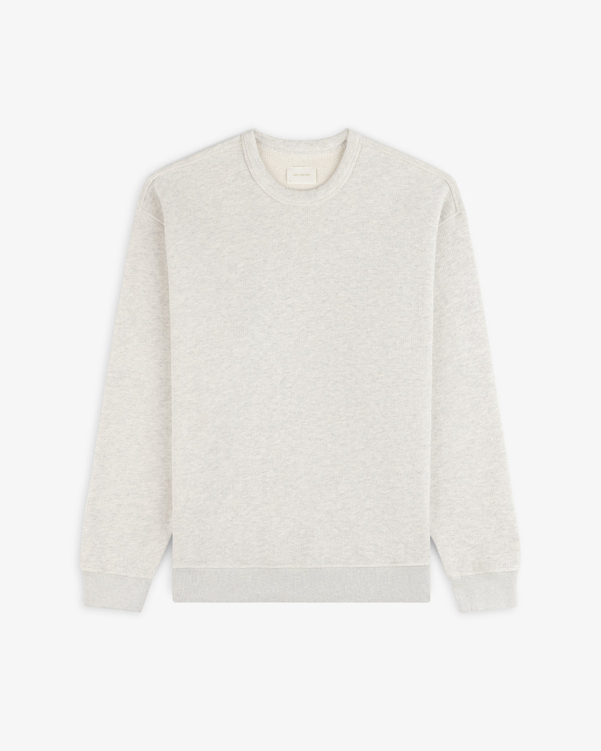 Stone Washed Marina Crewneck Sweatshirt in light gray with long sleeves, shown flat on a white background.