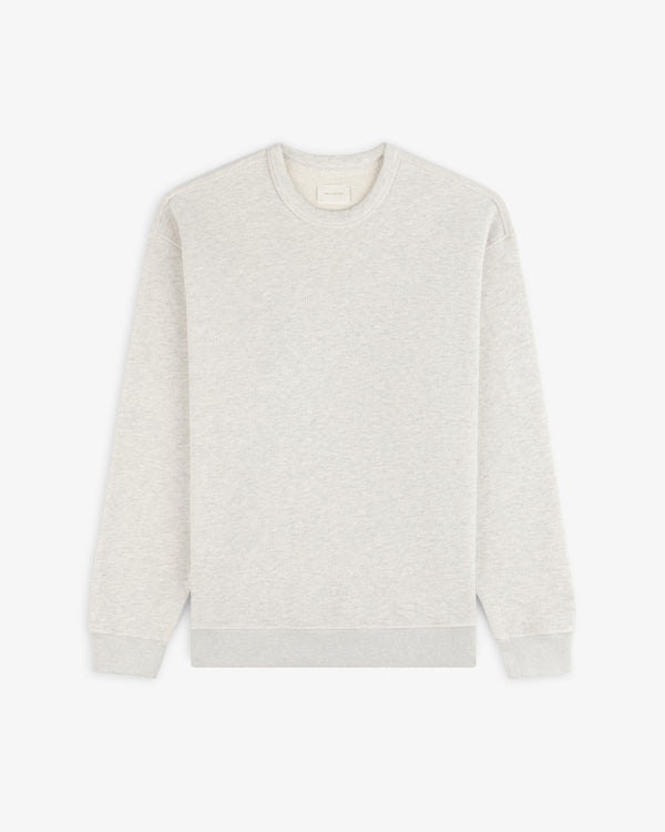 Stone Washed Marina Crewneck Sweatshirt in light gray with long sleeves, shown flat on a white background.