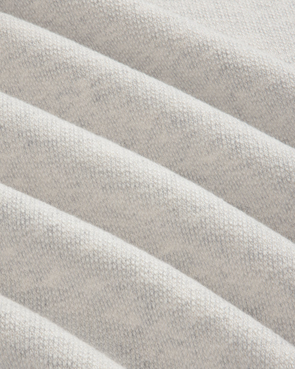 Close-up of the Stone Washed Marina Crewneck Sweatshirt in light gray with soft, diagonal ridged texture.