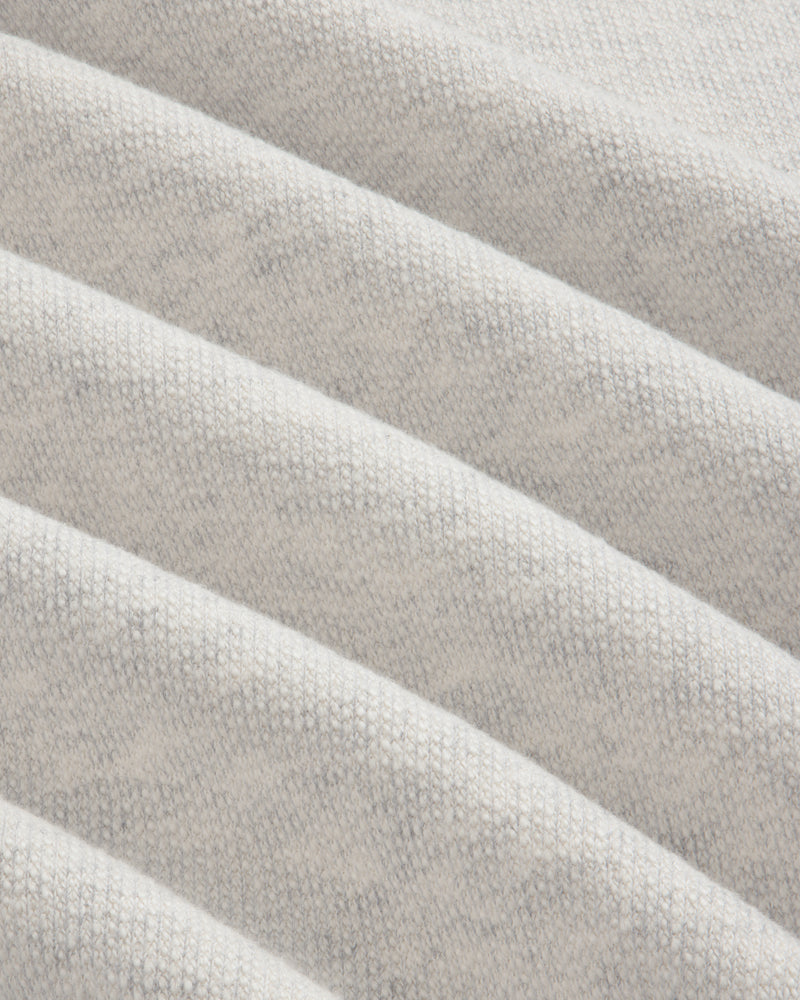 Close-up of the Stone Washed Marina Crewneck Sweatshirt in light gray with soft, diagonal ridged texture.