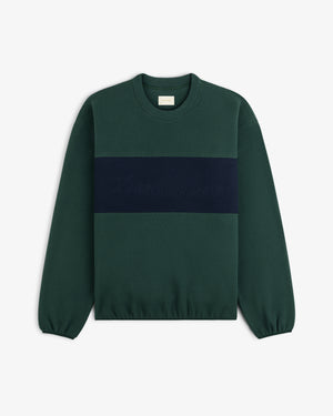 Fleece Script Paneled Crewneck Sweatshirt