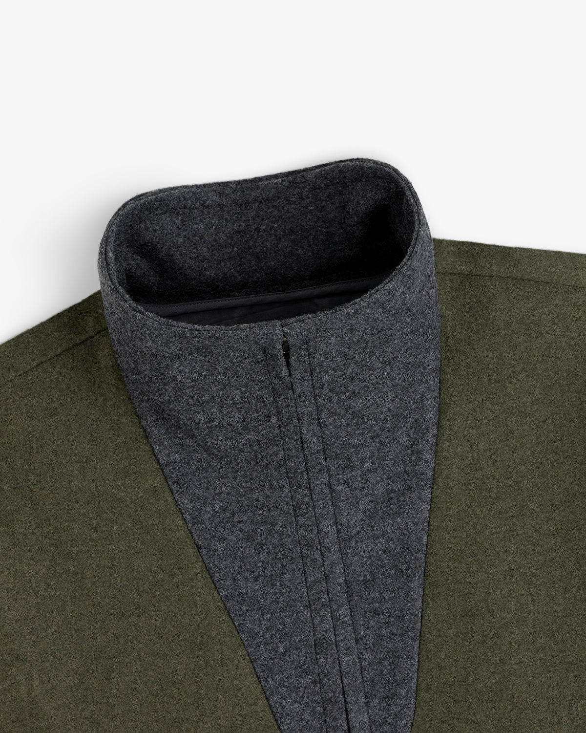 Surplus Fleece Quarter Zip Pullover in olive green with a dark gray stand-up collar.