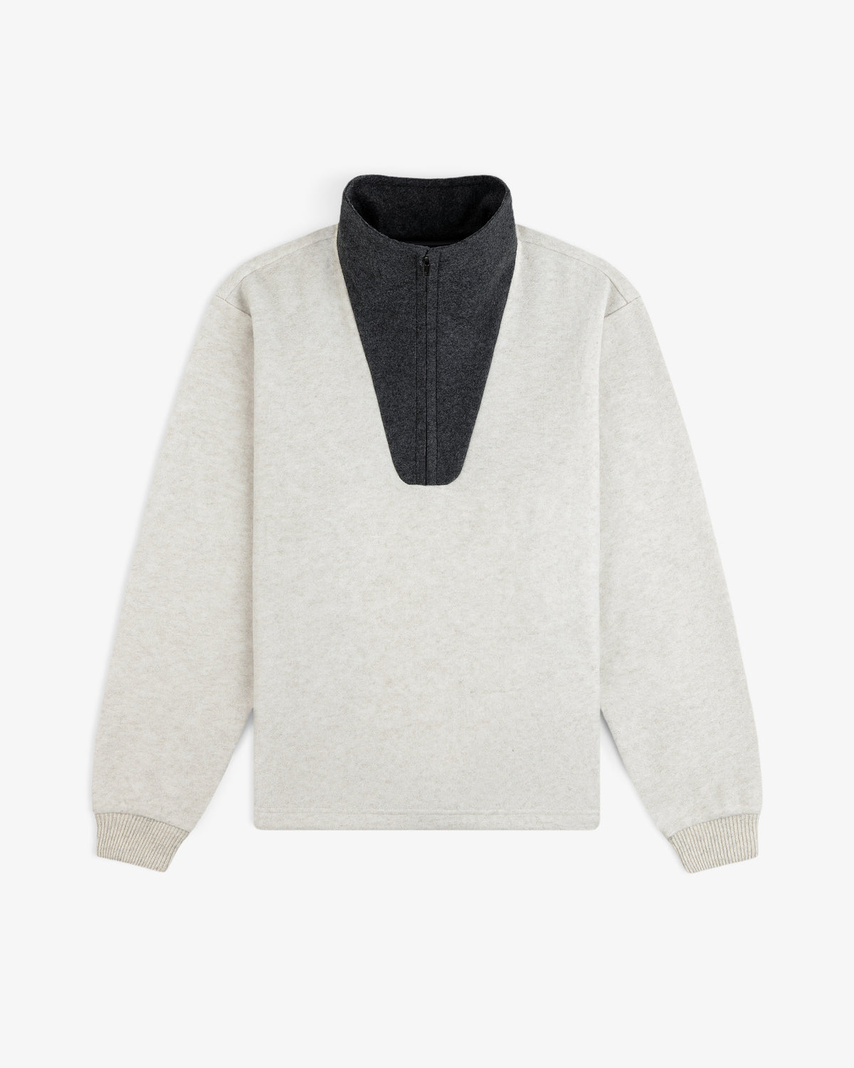 Surplus Fleece Quarter Zip Pullover in light gray with a dark gray quarter-zip collar.