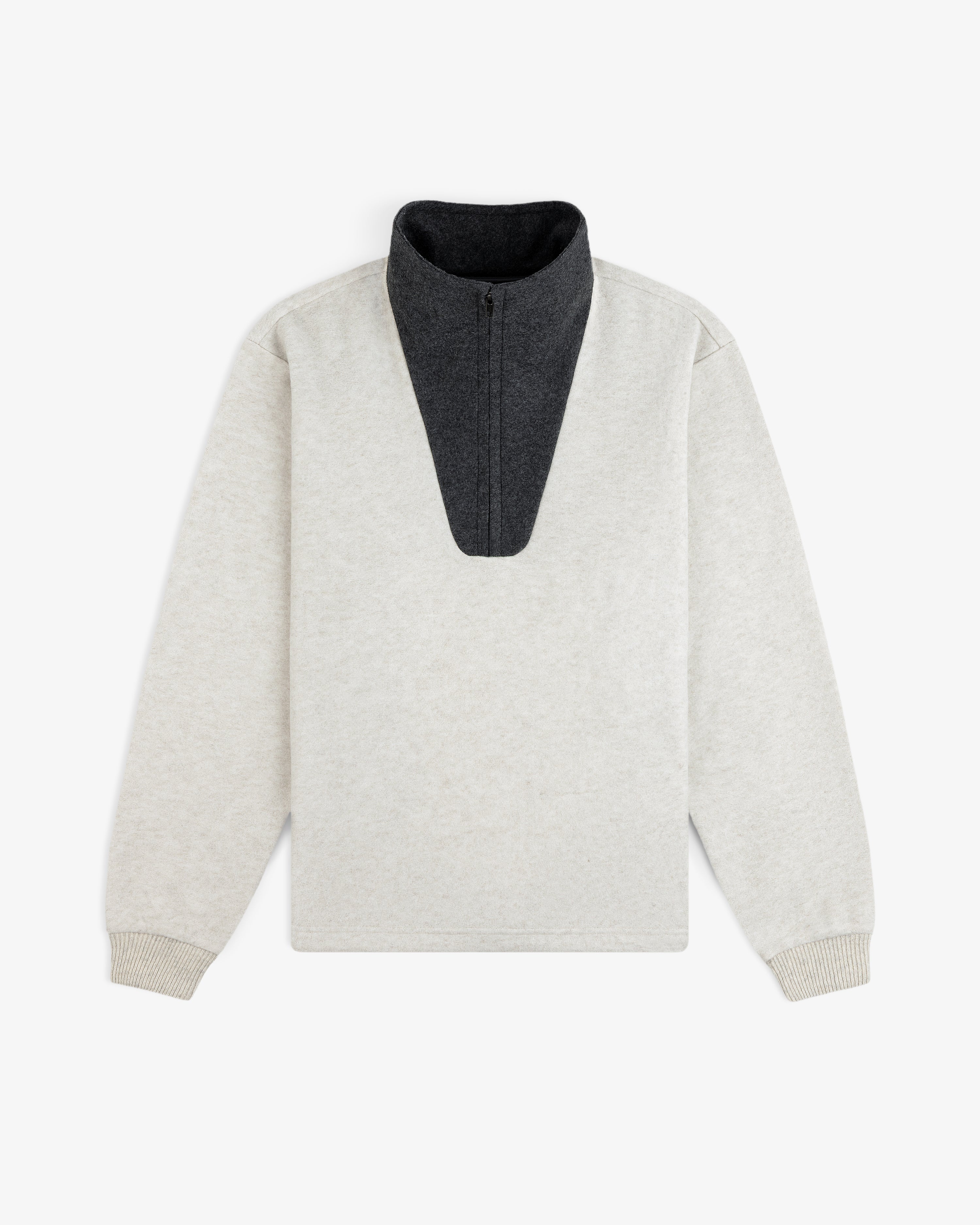 Surplus Fleece Quarter Zip Pullover in light gray with a dark gray quarter-zip collar.