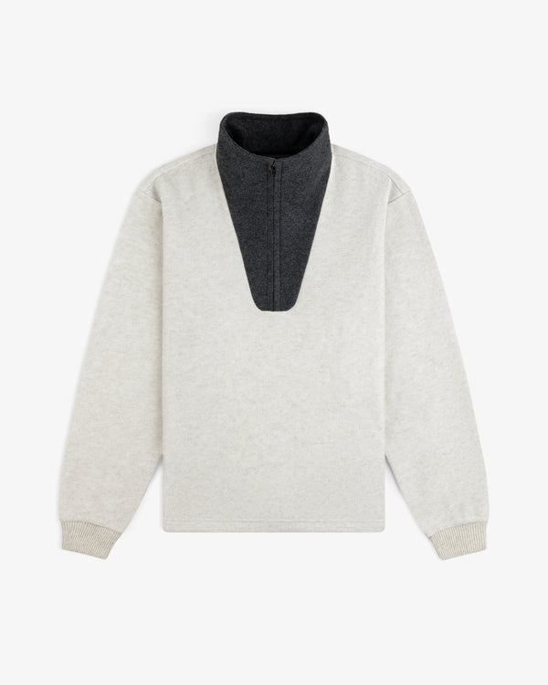 Surplus Fleece Quarter Zip Pullover in light gray with a dark gray quarter-zip collar.