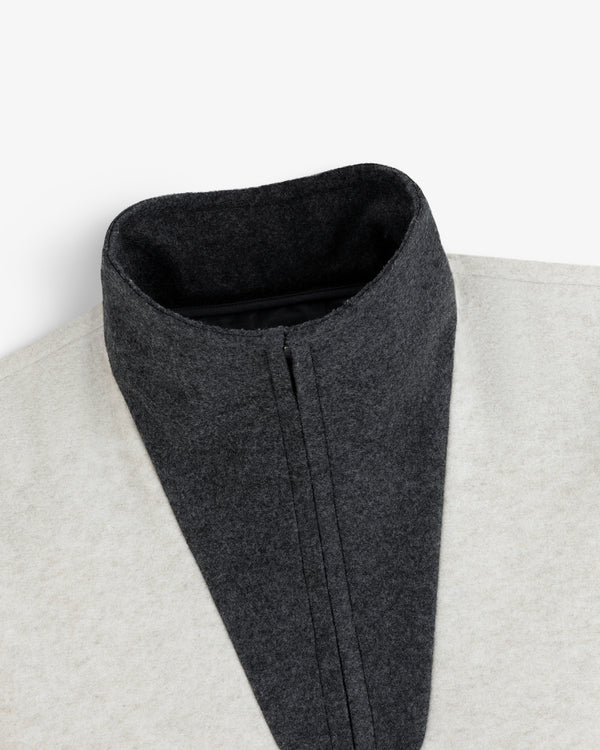 Surplus Fleece Quarter Zip Pullover in light gray with a dark gray stand-up collar.