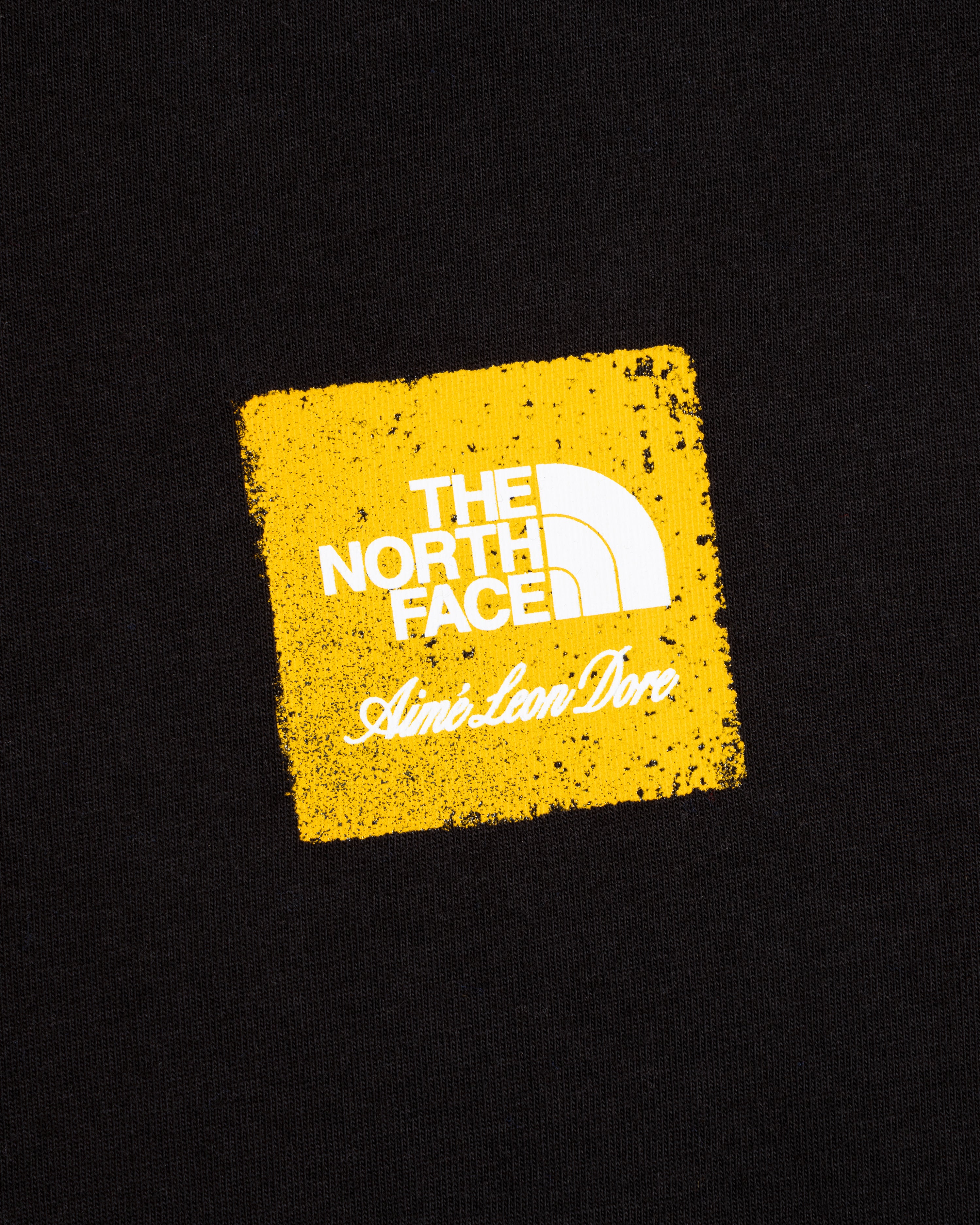 ALD / The North Face Logo Tee: Yellow square with both logos on a black background.