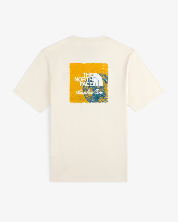 ALD / The North Face Logo Tee: Cream t-shirt with yellow square graphic and Summit Series logo on the back.