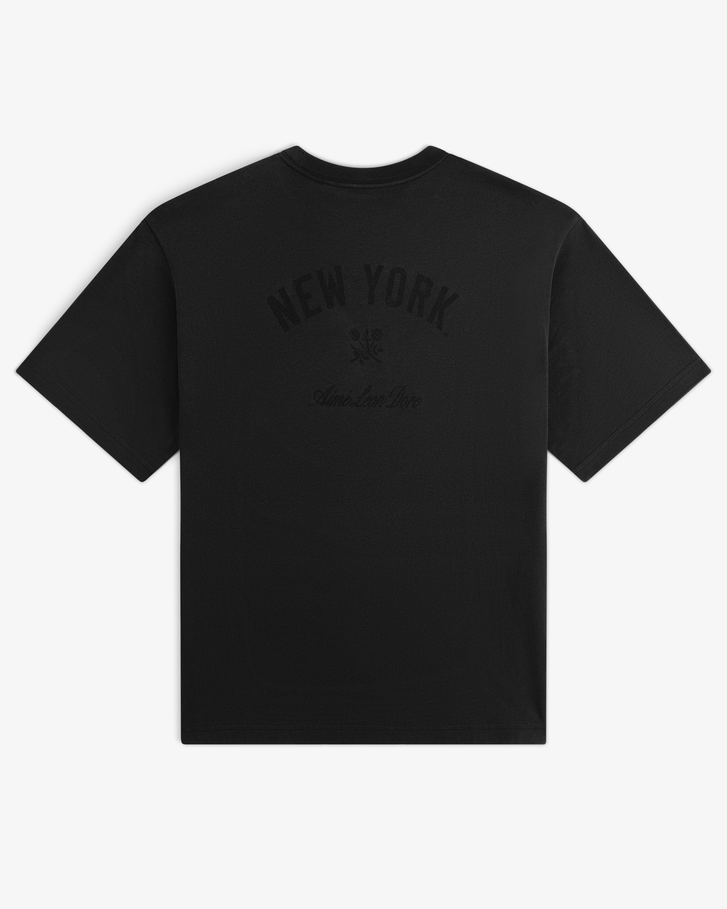 Yankees Washed Logo Tee with NEW YORK and a small emblem in dark print on the back.