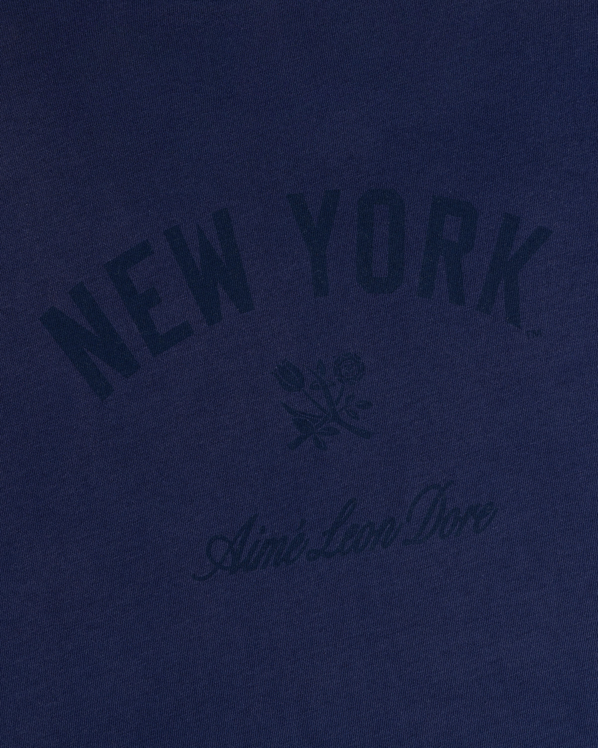 Yankees Washed Logo Tee in navy with NEW YORK, Aimé Leon Dore text, and a small dark floral graphic.